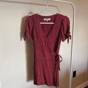 LOFT Burgundy Polka Dot Mini Dress